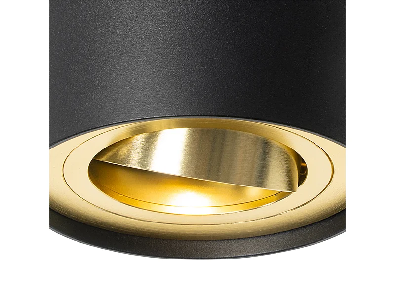Spot de plafond noir avec or orientable et inclinable - Rondoo up