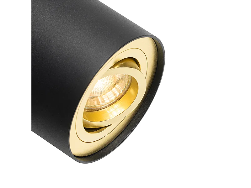 Spot de plafond noir avec or orientable et inclinable - Rondoo up