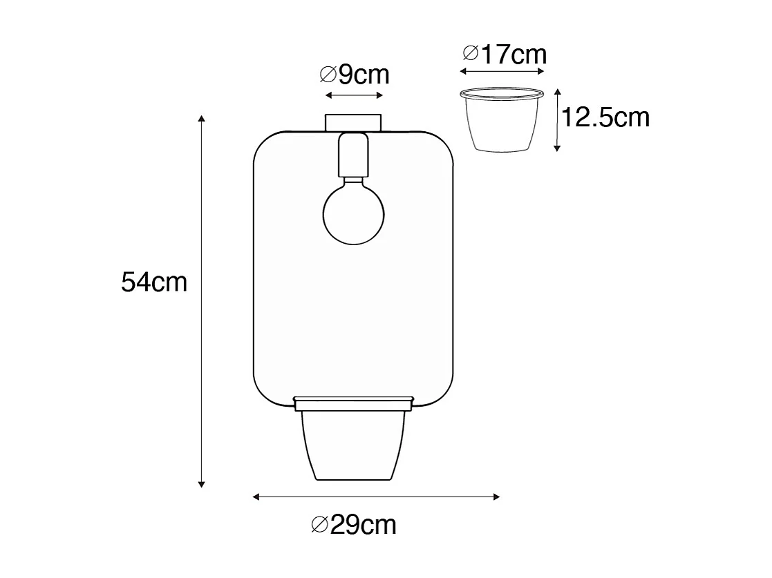 Plafonnier moderne rectangulaire noir avec verre - Roslini
