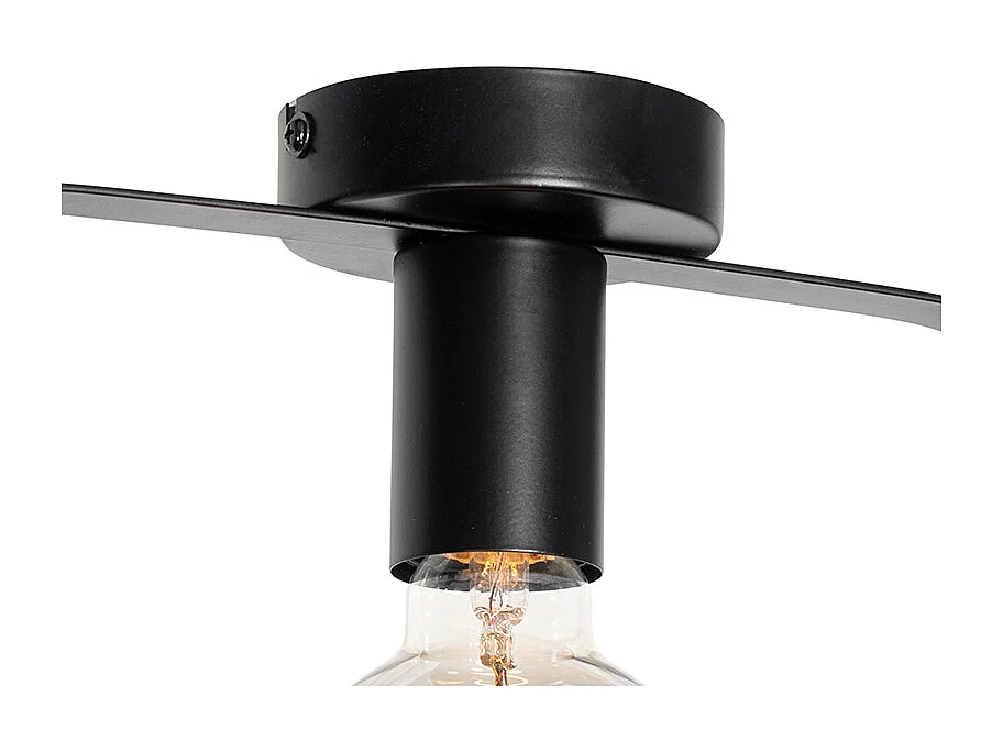 Plafonnier moderne noir avec verre rectangulaire - Roslini