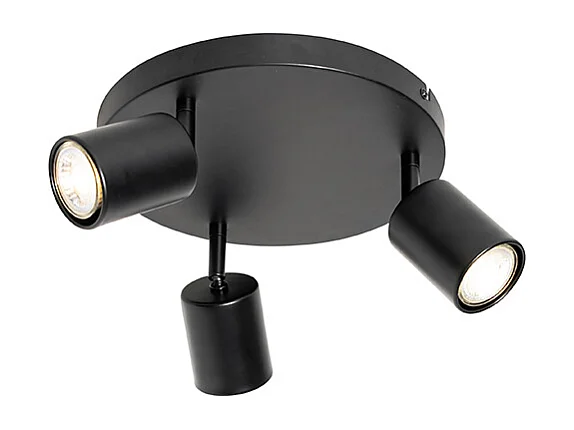 Plafonnier moderne noir orientable rond 3 lumières - Java