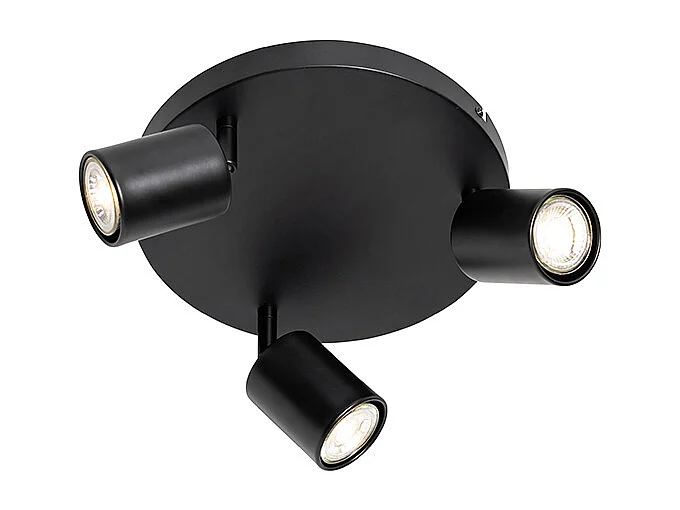 Plafonnier moderne noir orientable rond 3 lumières - Java