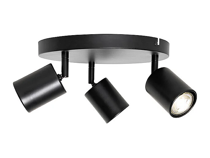 Plafonnier moderne noir orientable rond 3 lumières - Java
