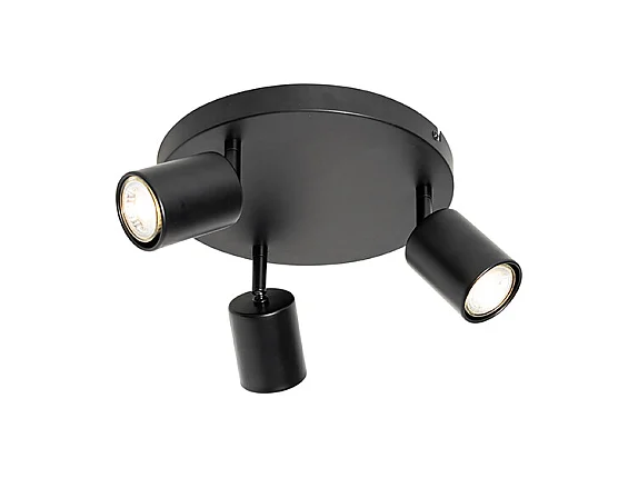 Plafonnier moderne noir orientable rond 3 lumières - Java