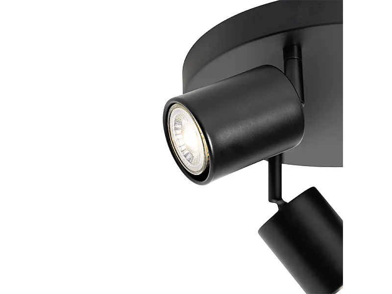 Plafonnier moderne noir réglable rond 3 lumières - Java