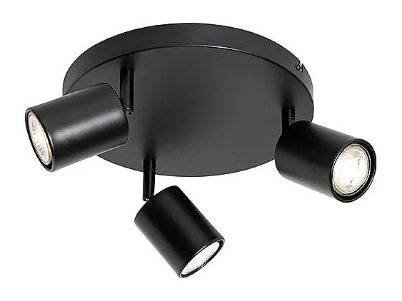 Plafonnier moderne noir réglable rond 3 lumières - Java