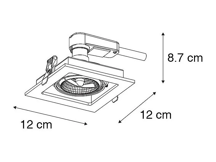 Spot encastré carré noir orientable - Artemis 70