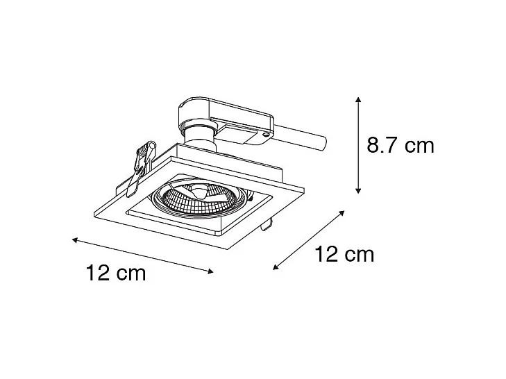 Spot encastré carré noir orientable - Artemis 70