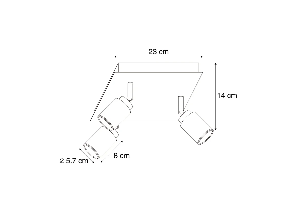 Spot de salle de bain moderne blanc carré 3 lumières IP44 - Ducha