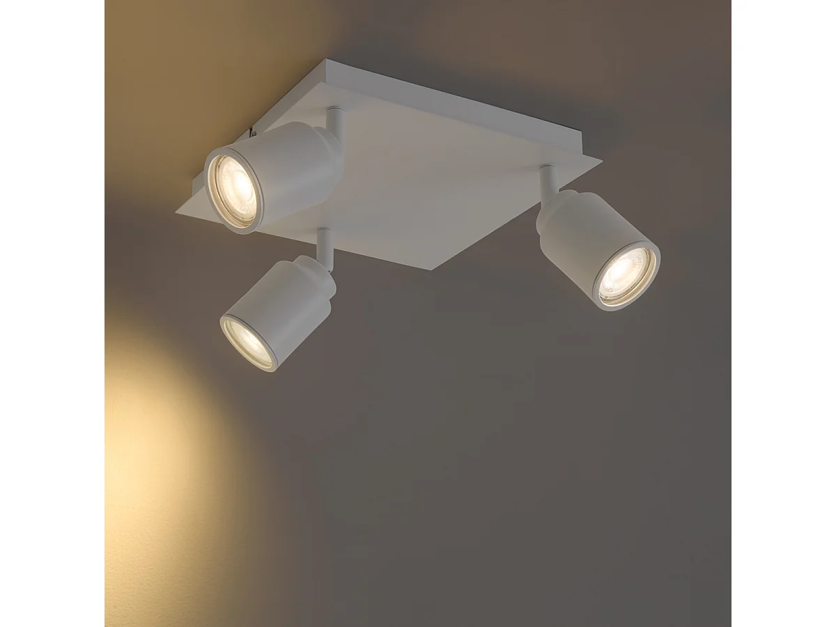 Spot de salle de bain moderne blanc carré 3 lumières IP44 - Ducha