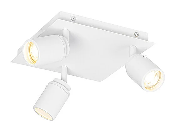 Spot de plafond moderne blanc carré 3 lumières IP44 - Ducha