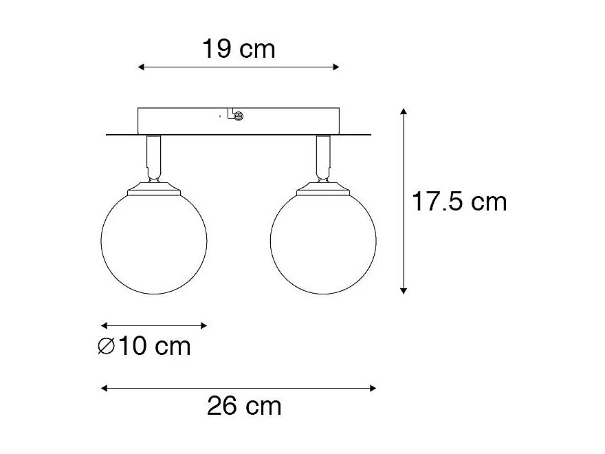 Spot moderne noir avec verre fumé 2 lumières - Athènes