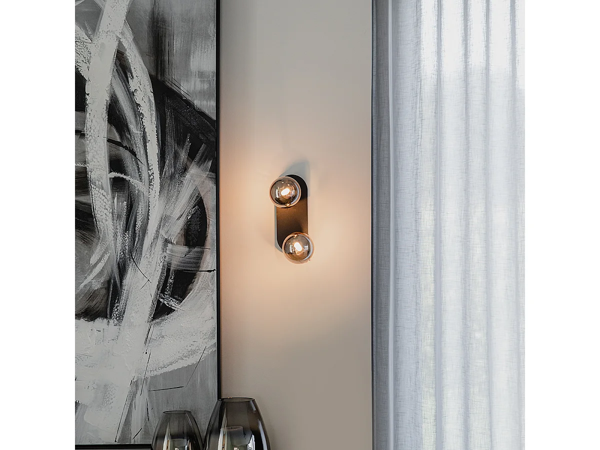 Spot moderne noir avec verre fumé 2 lumières - Athènes