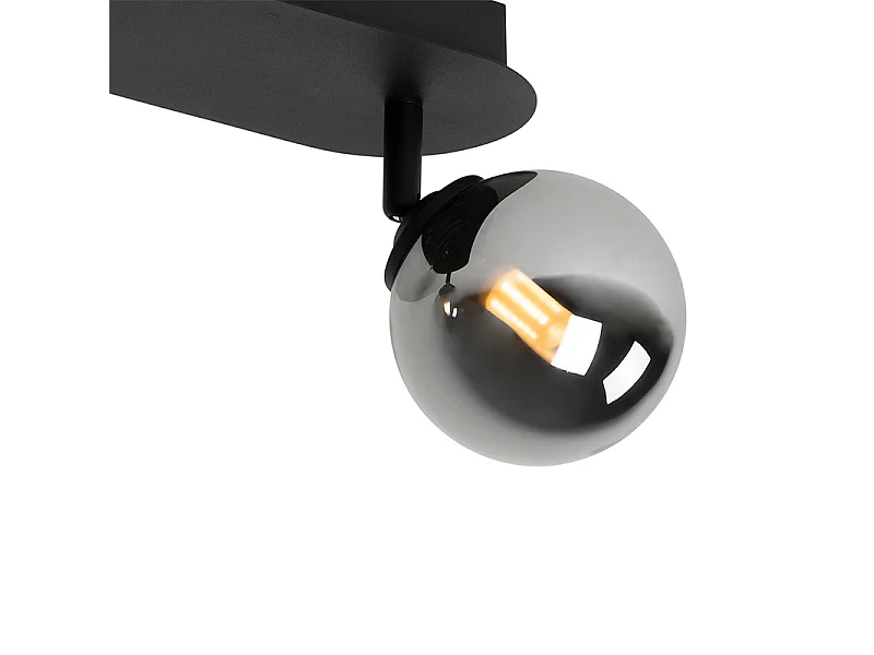 Spot moderne noir avec verre fumé 2 lumières - Athènes