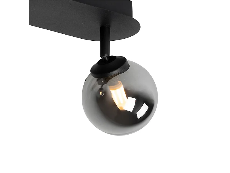 Spot moderne noir avec verre fumé 2 lumières - Athènes