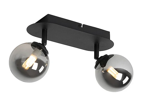 Spot moderne noir avec verre fumé 2 lumières - Athènes