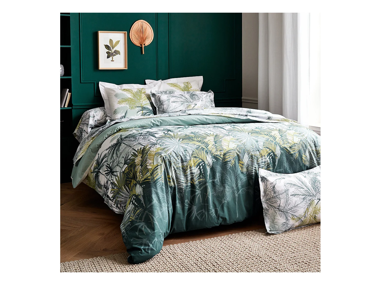 Parure de lit 240x220 cm 50x70 cm percale coton TRINIDAD mousson