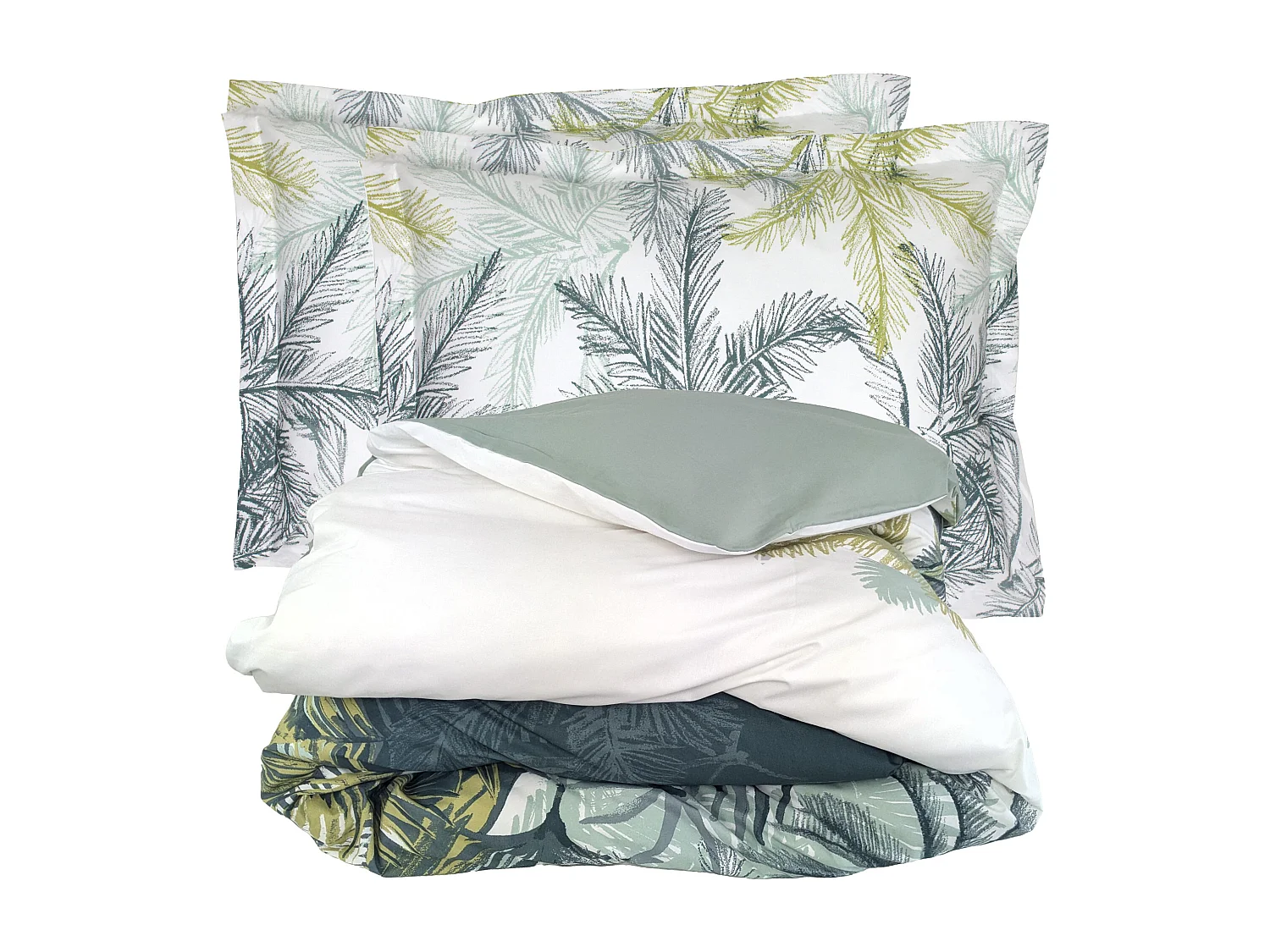 Parure de lit 240x220 cm 50x70 cm percale coton TRINIDAD mousson