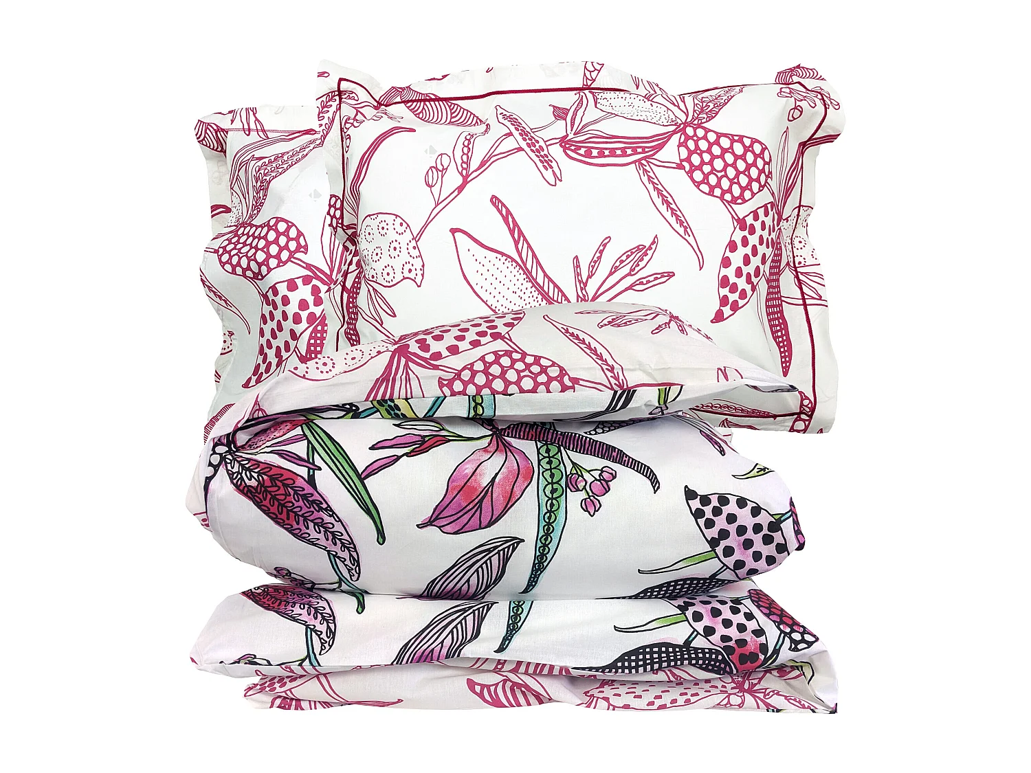 Parure de lit 240x220 cm 50x70 cm coton PÉNÉLOPE Rose 3 pièces