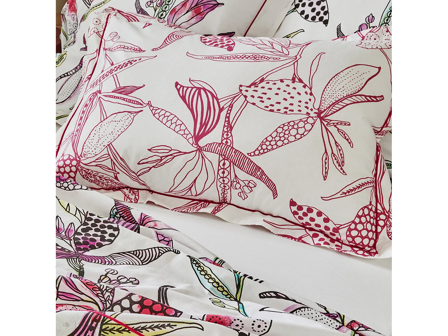 Parure de lit 240x220 cm 50x70 cm coton PÉNÉLOPE Rose 3 pièces