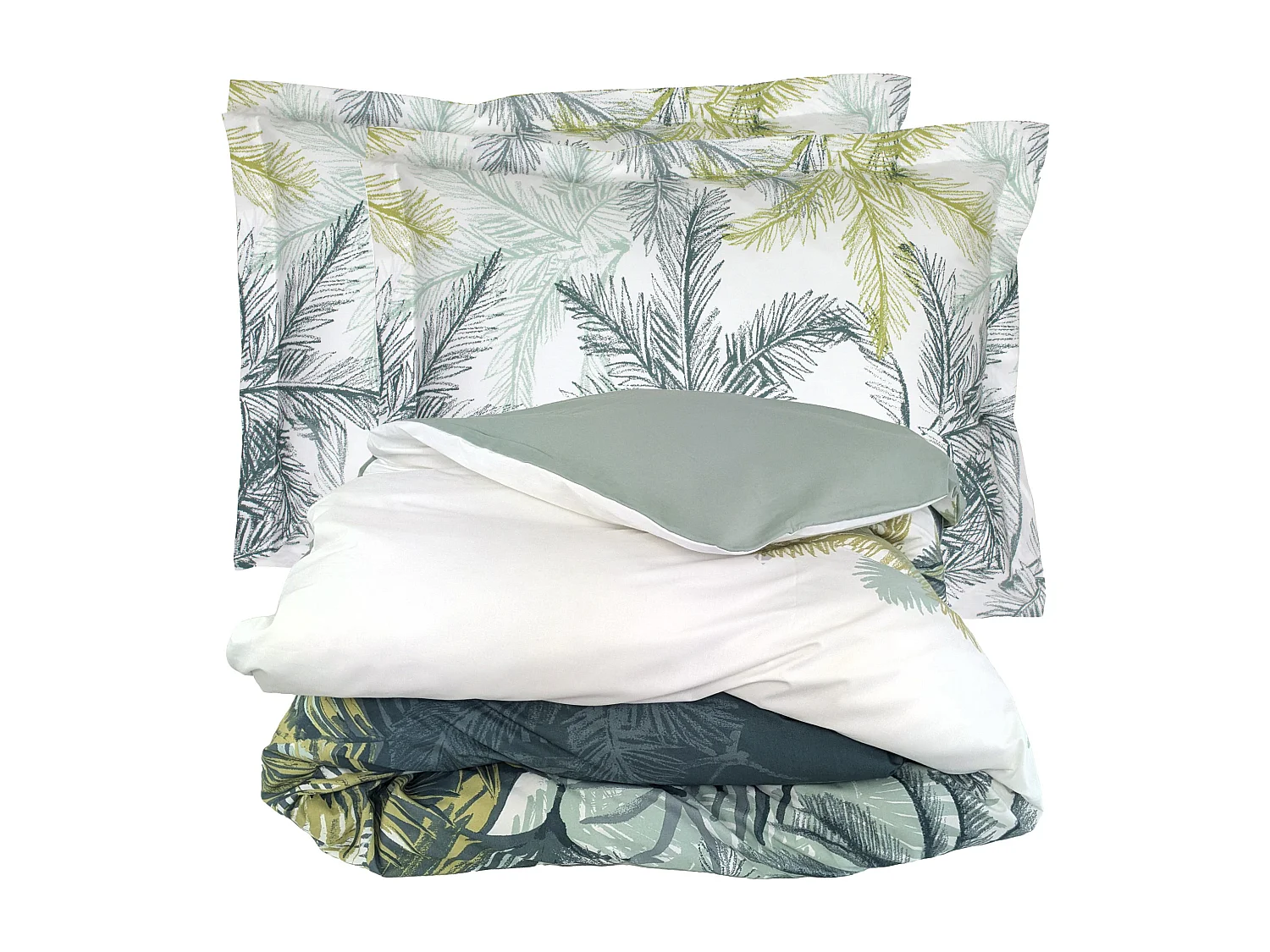 Parure de lit 260x240 cm 50x70 cm percale coton TRINIDAD mousson