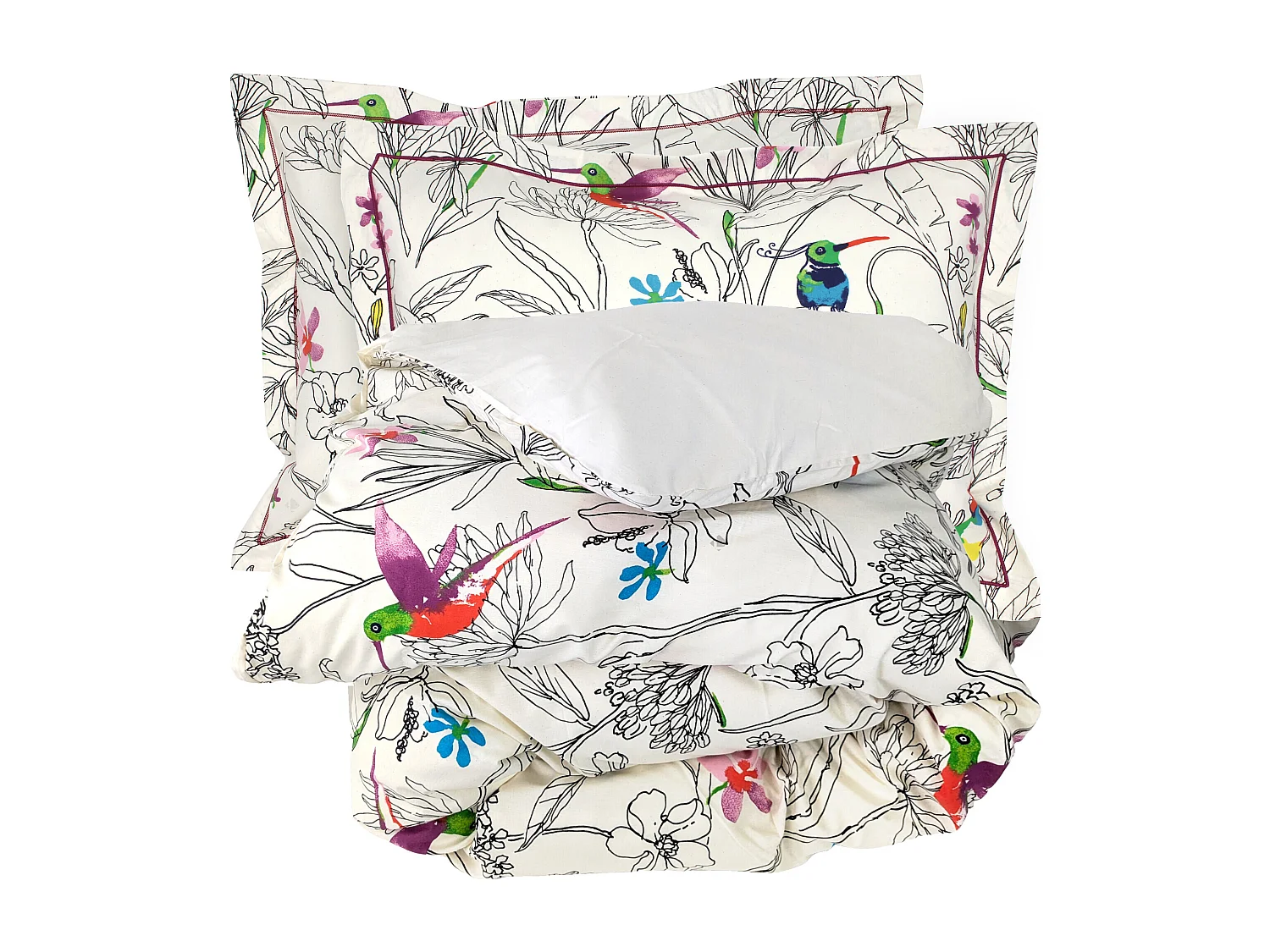 Parure de lit 200x200 cm 50x70 cm en coton AMAZONIA ecru