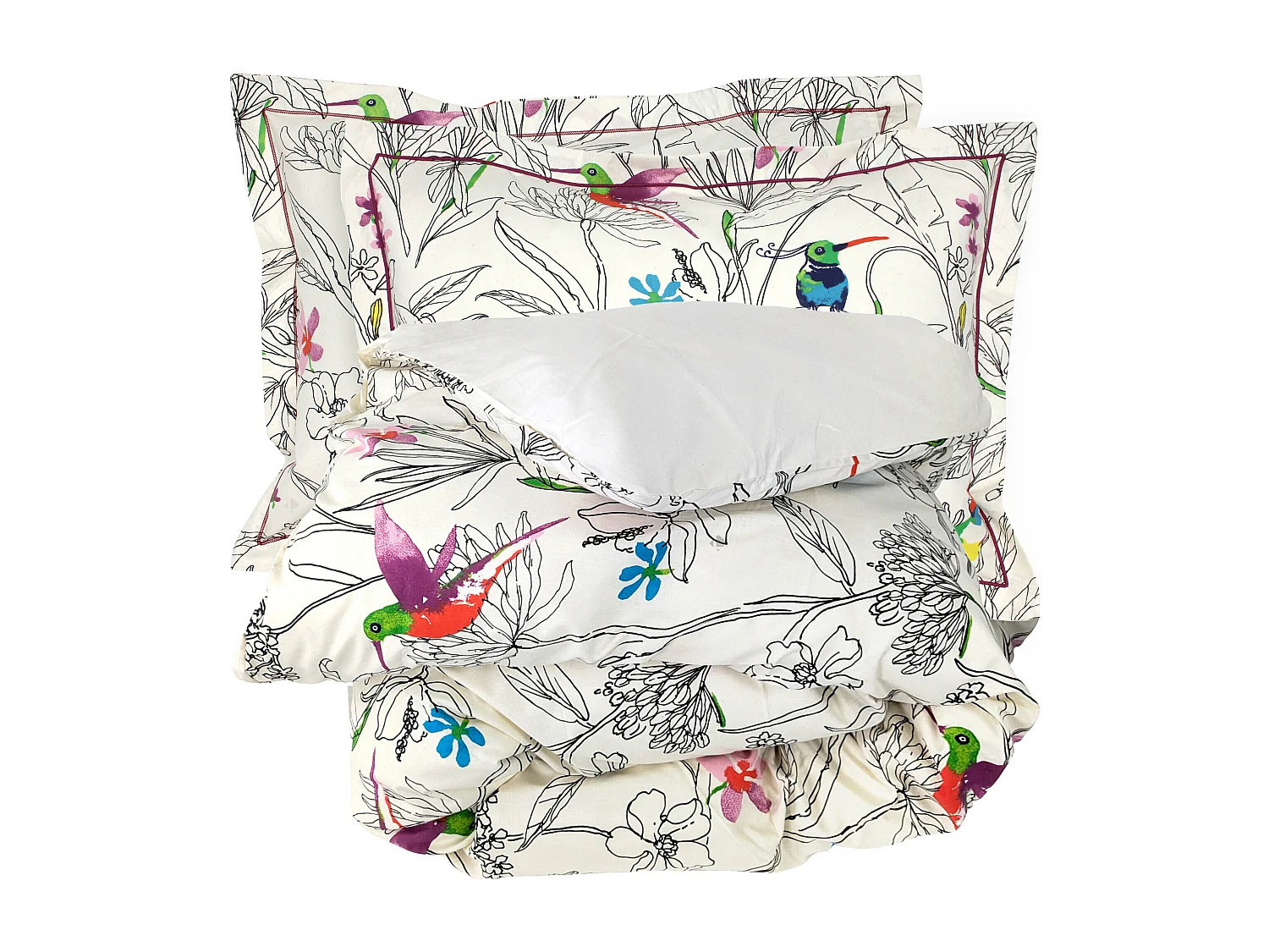 Parure de lit 260x240 cm 50x70 cm en coton AMAZONIA ecru