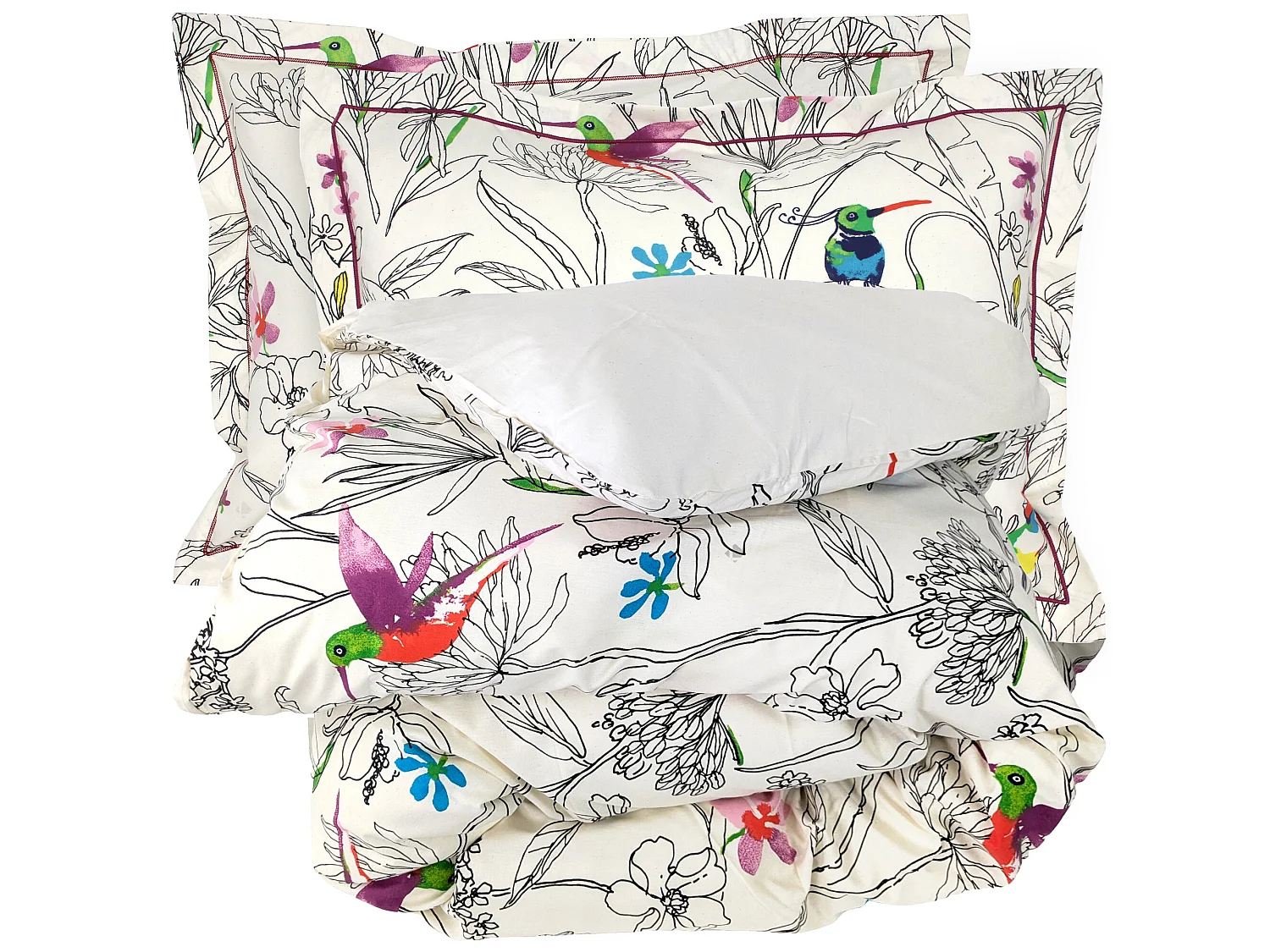 Parure de lit 300x240 cm 50x70 cm en coton AMAZONIA ecru