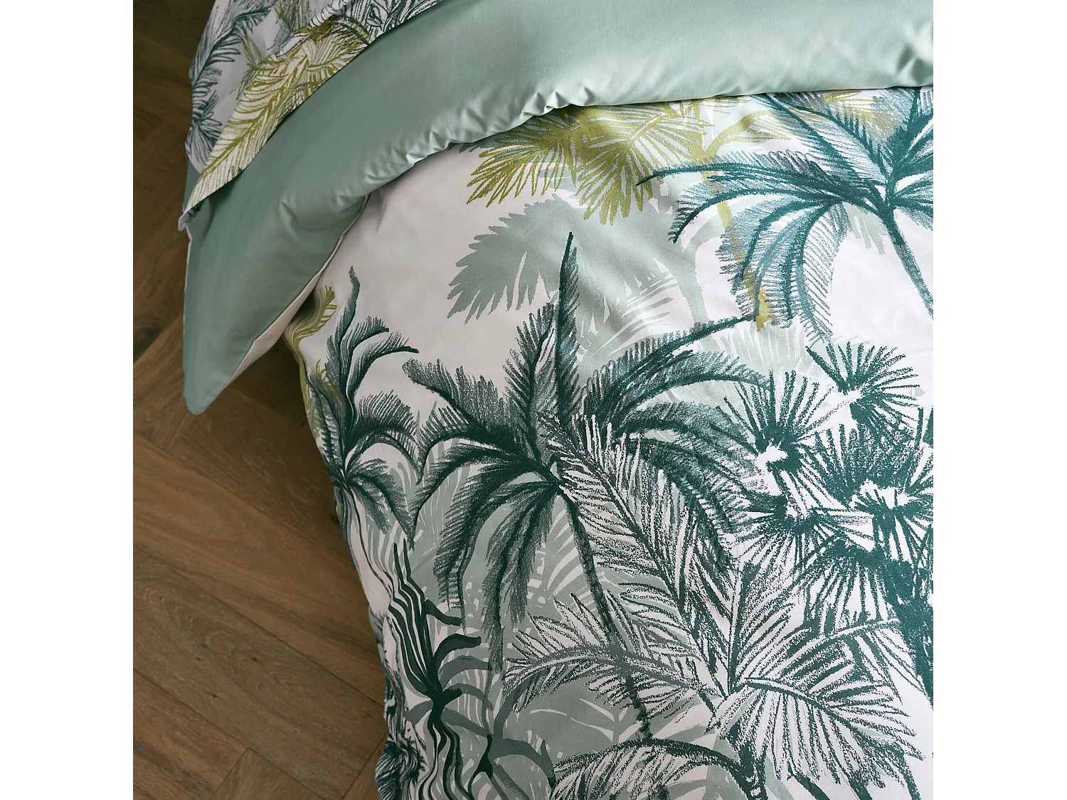 Parure de lit 300x240 cm 50x70 cm percale coton TRINIDAD mousson