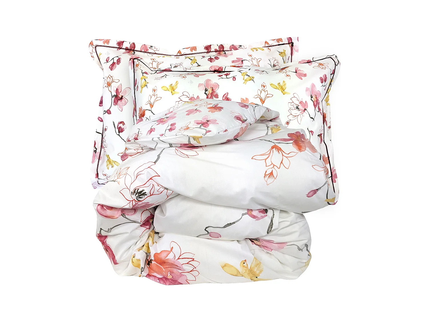 Parure de lit 140x200 cm 50x70 cm percale ELISA Rose 2 pièces