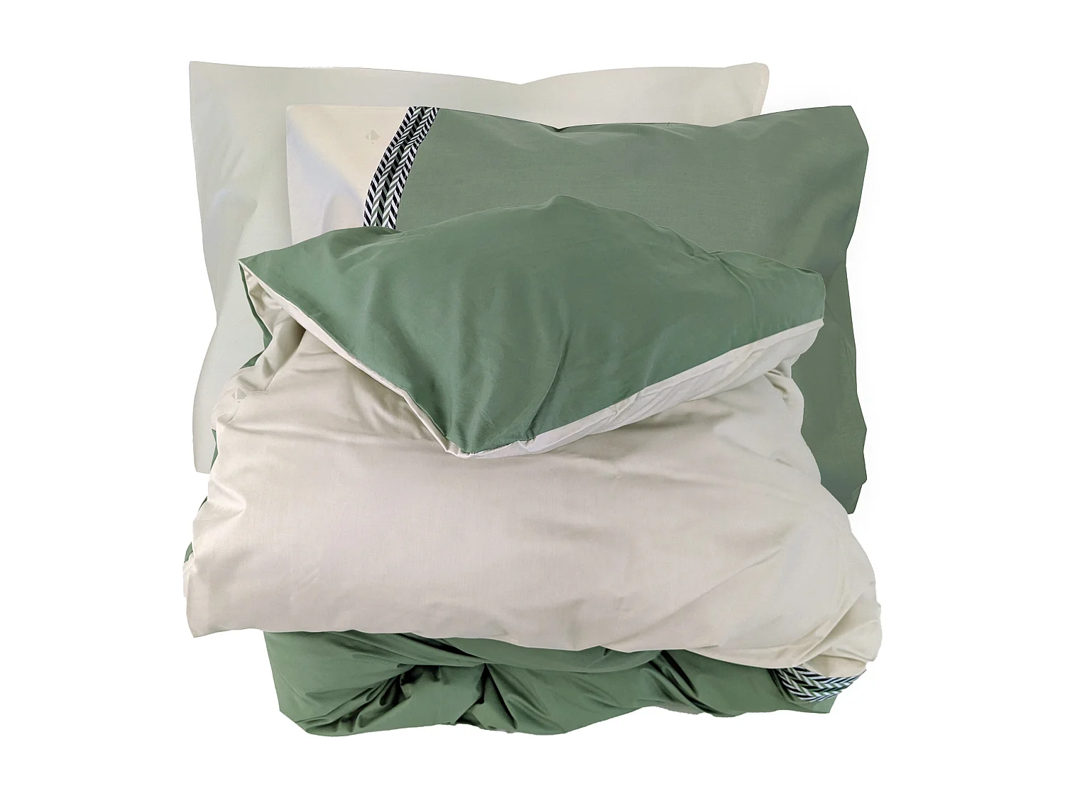 Parure de lit 280x240 cm 50x70 cm percale NOA vert Kaki 3 pièces
