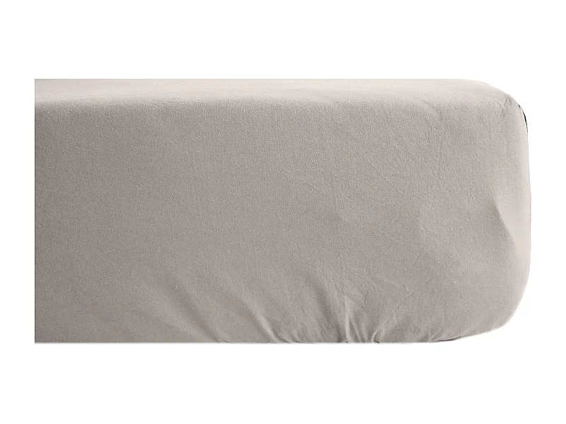 Drap housse uni 180x200 cm bonnet 40 cm percale de coton MANOIR gris Cendre