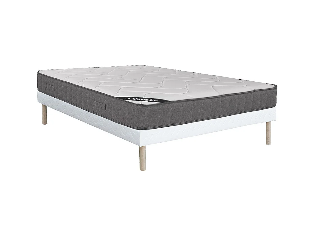 Ensemble 140 x 190 cm sommier + matelas ressorts ensachés 5 zones accueil mémoire de forme ép.23cm - BABYLONE de YSMÉE