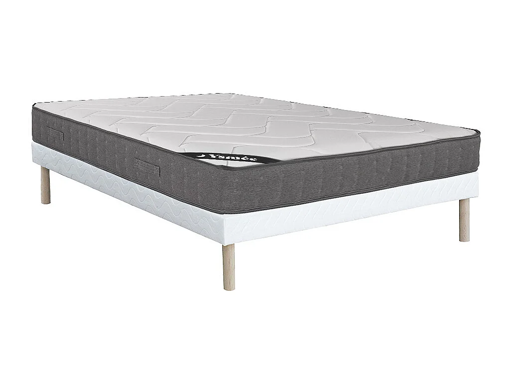 Set aus Bettgestell + Matratze - 160 x 200 cm - 5-Zonen-Taschenfederkern & Auflage aus Memory Schaum - Stärke 23 cm - BABYLONE von YSMÉE