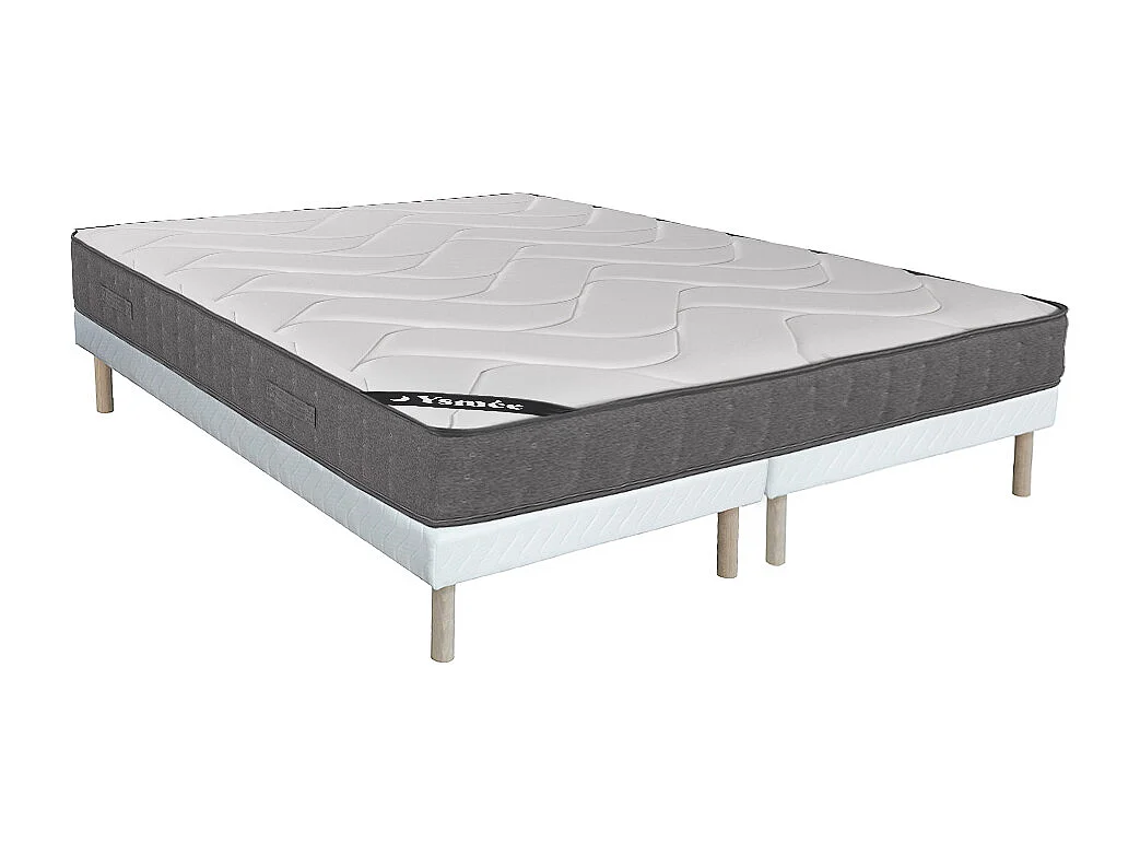 Ensemble 180 x 200 cm sommier + matelas ressorts ensachés 5 zones accueil mémoire de forme ép.23cm - BABYLONE de YSMÉE