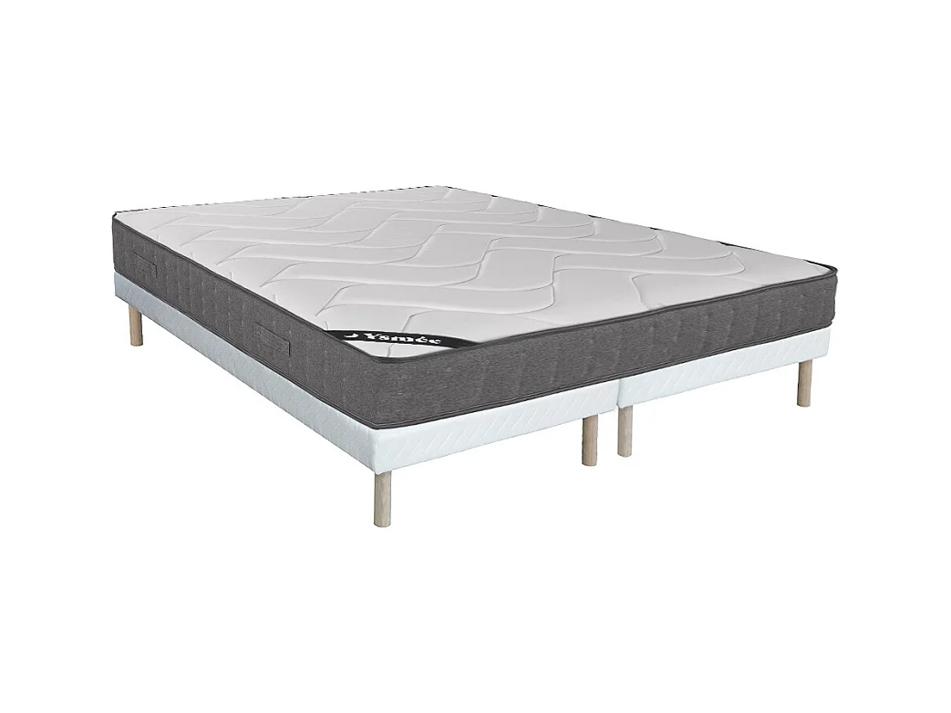 Set aus Bettgestell + Matratze - 180 x 200 cm - 5-Zonen-Taschenfederkern & Auflage aus Memory Schaum - Stärke 23 cm - BABYLONE von YSMÉE