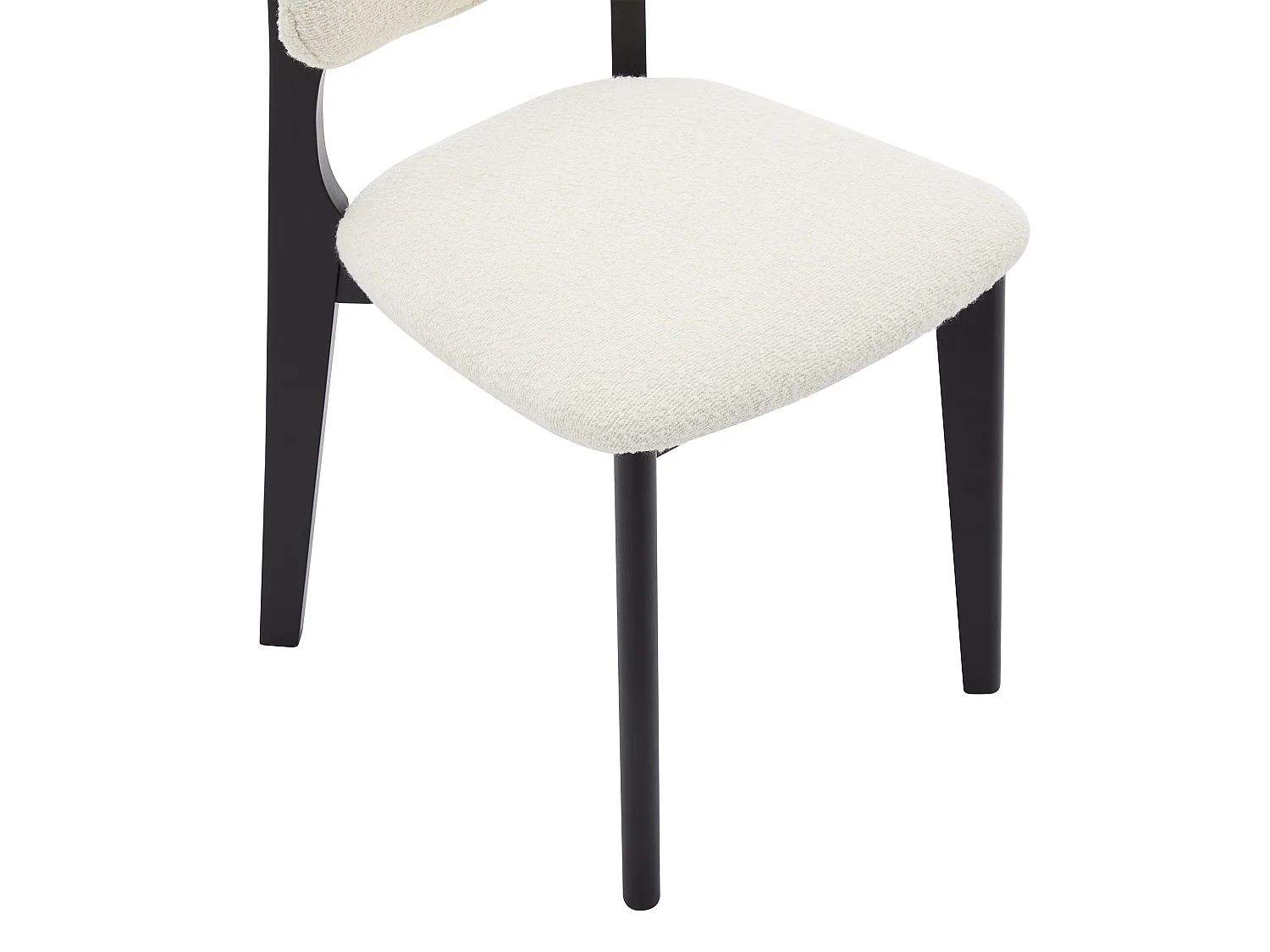 Lot de 2 chaises en tissu bouclette et bois d'hévéa - Blanc et Noir - JASMENA