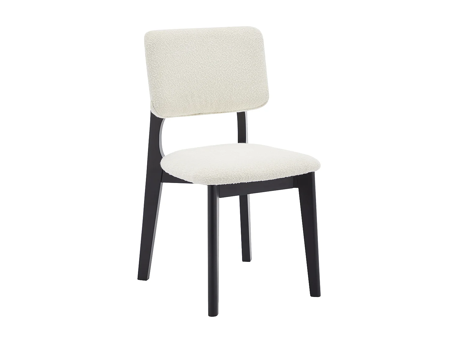 Lot de 2 chaises en tissu bouclette et bois d'hévéa - Blanc et Noir - JASMENA