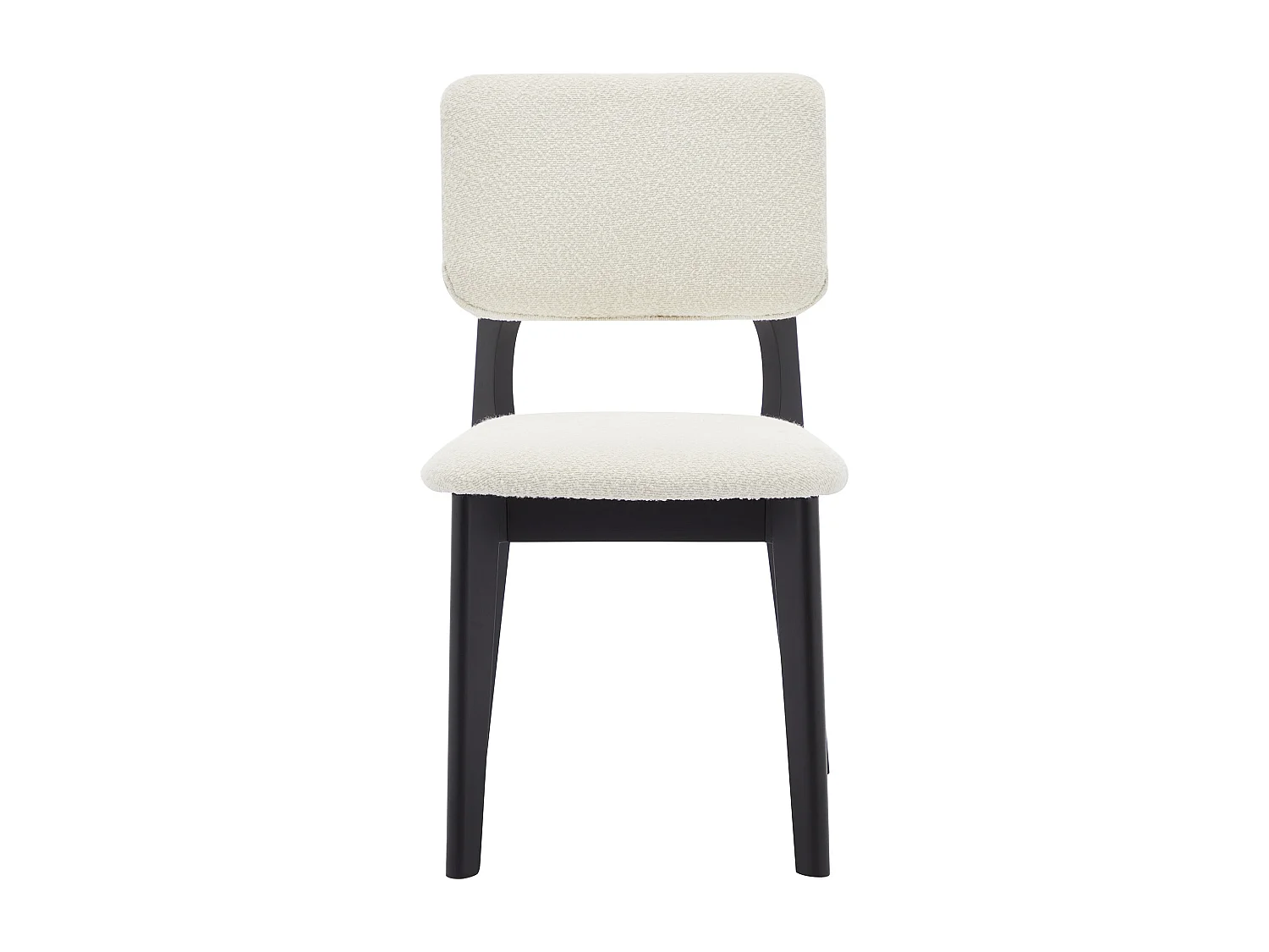 Lot de 2 chaises en tissu bouclette et bois d'hévéa - Blanc et Noir - JASMENA
