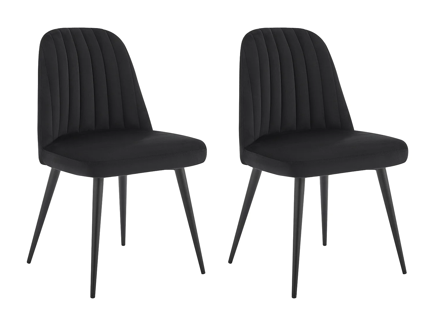 Set van 2 stoelen van velours en metaal - Zwart - ELEANA