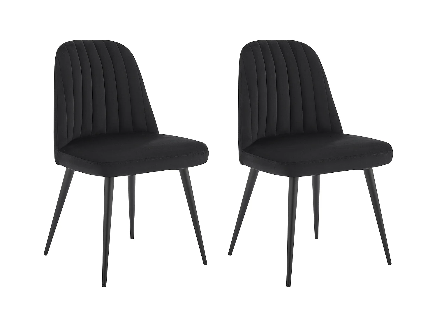 Stuhl 2er-Set - Samt & Metall - Schwarz - ELEANA