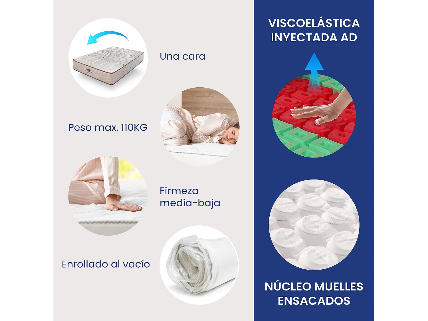 Colchão SONNOMATTRESS Dalia 7 Zonas (100x200x33cm - Muelles Ensacados)