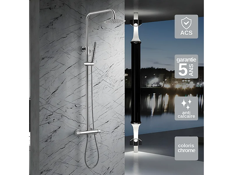 Colonne de Douche chromé anti-calcaire - Design Moderne et Économie d'eau - Kit Complet LINE IMEX