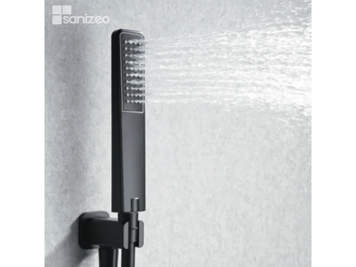 Colonne de Douche Encastrée avec Mitigeur Thermostatique noir mat anti-calcaire - Design Moderne - MADEIRA IMEX