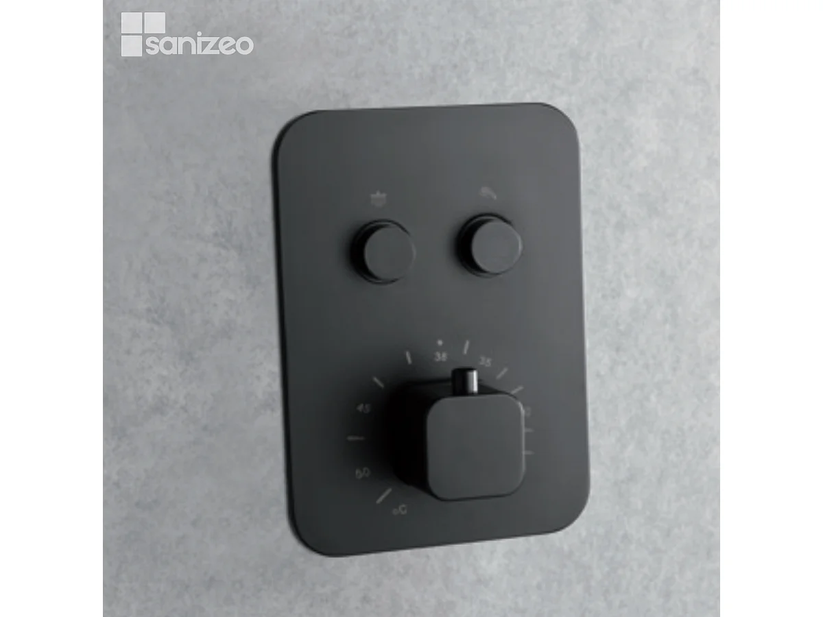 Colonne de Douche Encastrée avec Mitigeur Thermostatique noir mat anti-calcaire - Design Moderne - MADEIRA IMEX