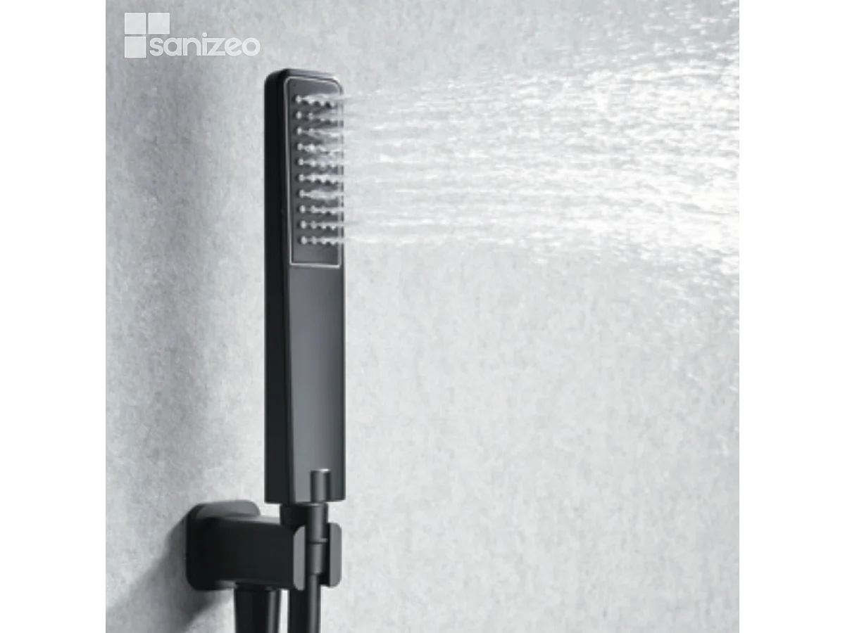 Colonne de Douche Encastrée avec Mitigeur Thermostatique noir mat anti-calcaire - Design Moderne - MADEIRA IMEX