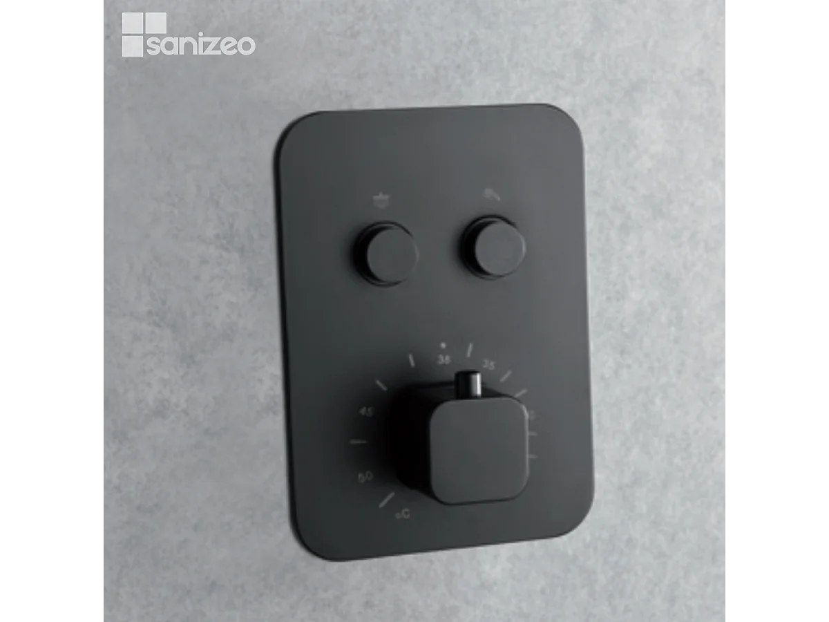 Colonne de Douche Encastrée avec Mitigeur Thermostatique noir mat anti-calcaire - Design Moderne - MADEIRA IMEX