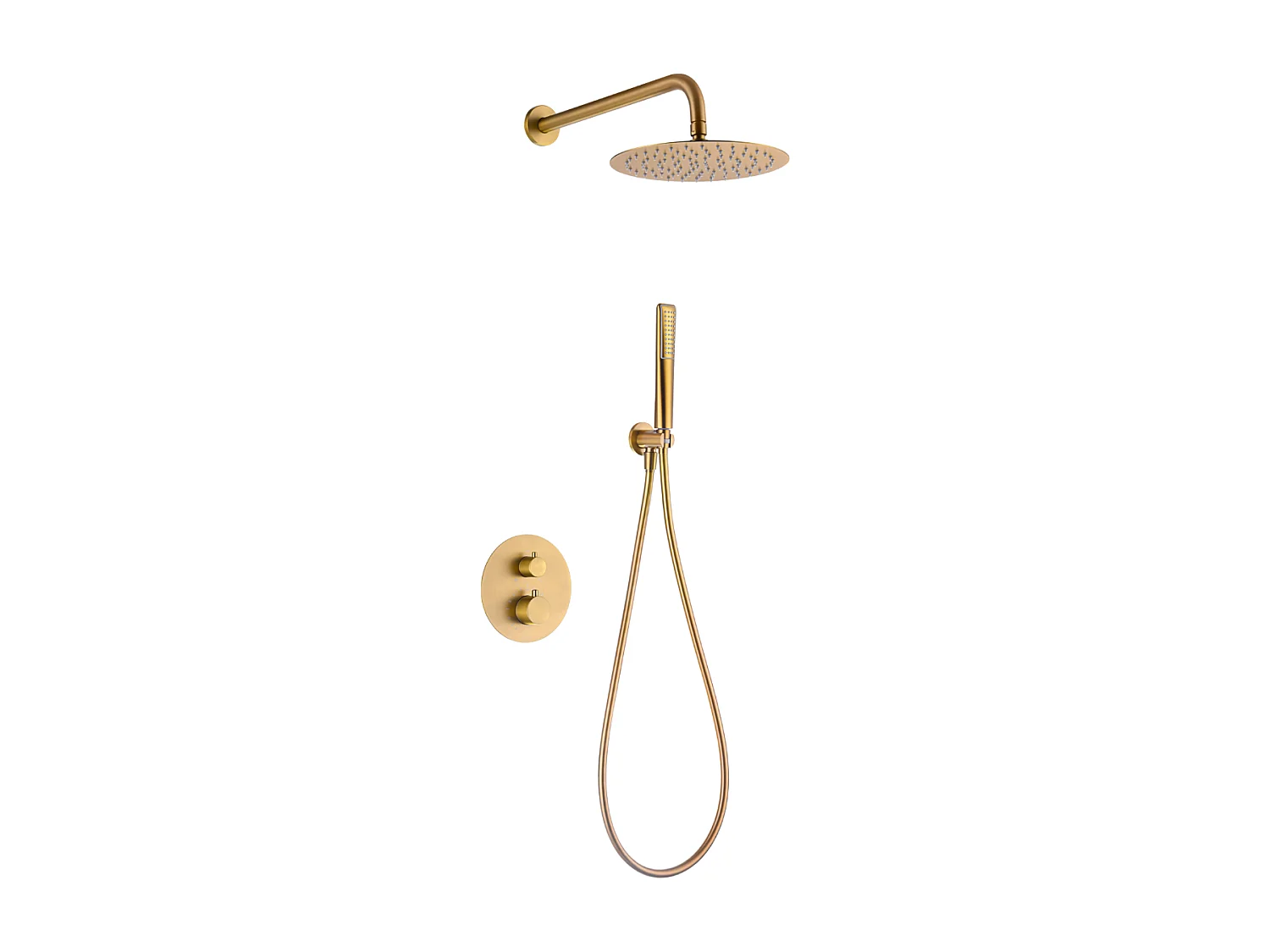 Colonne de Douche Encastrée avec Mitigeur Thermostatique or brossé anti-calcaire - Design Moderne - NAPOLES IMEX