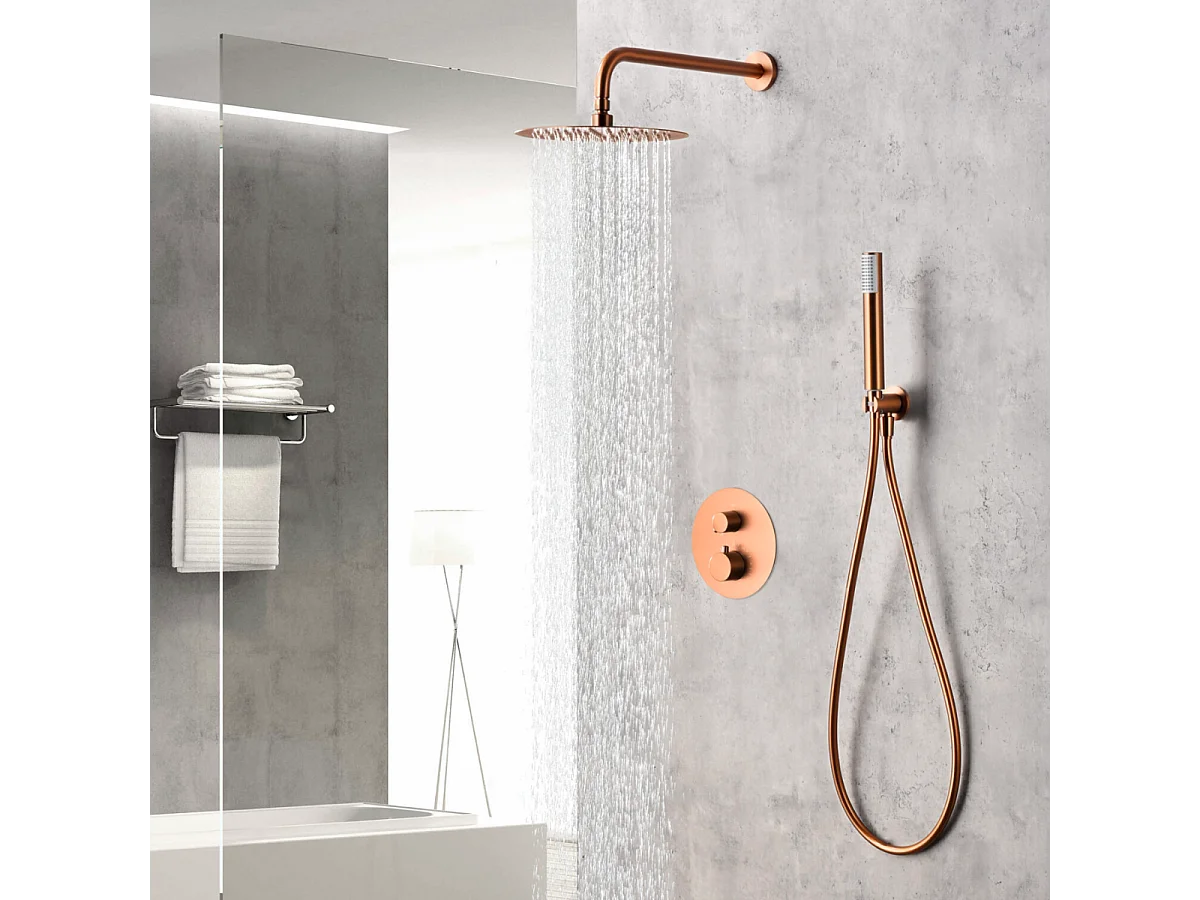 Colonne de Douche Encastrée Thermostatique  Anti-Calcaire Or Rose Cuivré IMEX MONZA GTM039/ORC