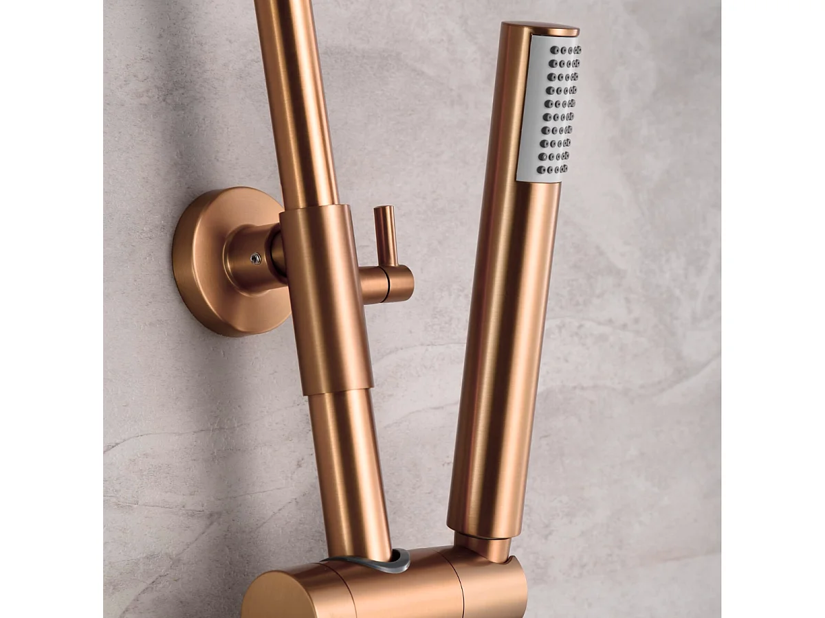 Colonne de Douche avec Mitigeur Thermostatique or rose cuivré anti-calcaire - Design Moderne - MONZA IMEX